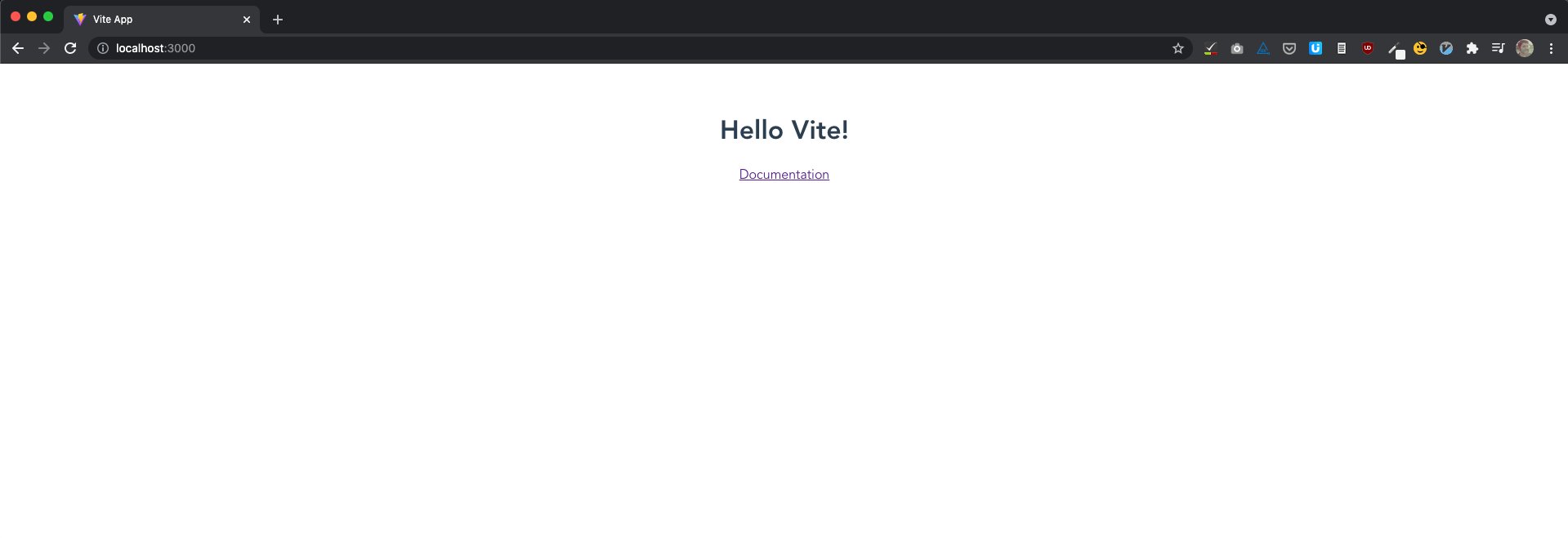 Our starting page in the browser